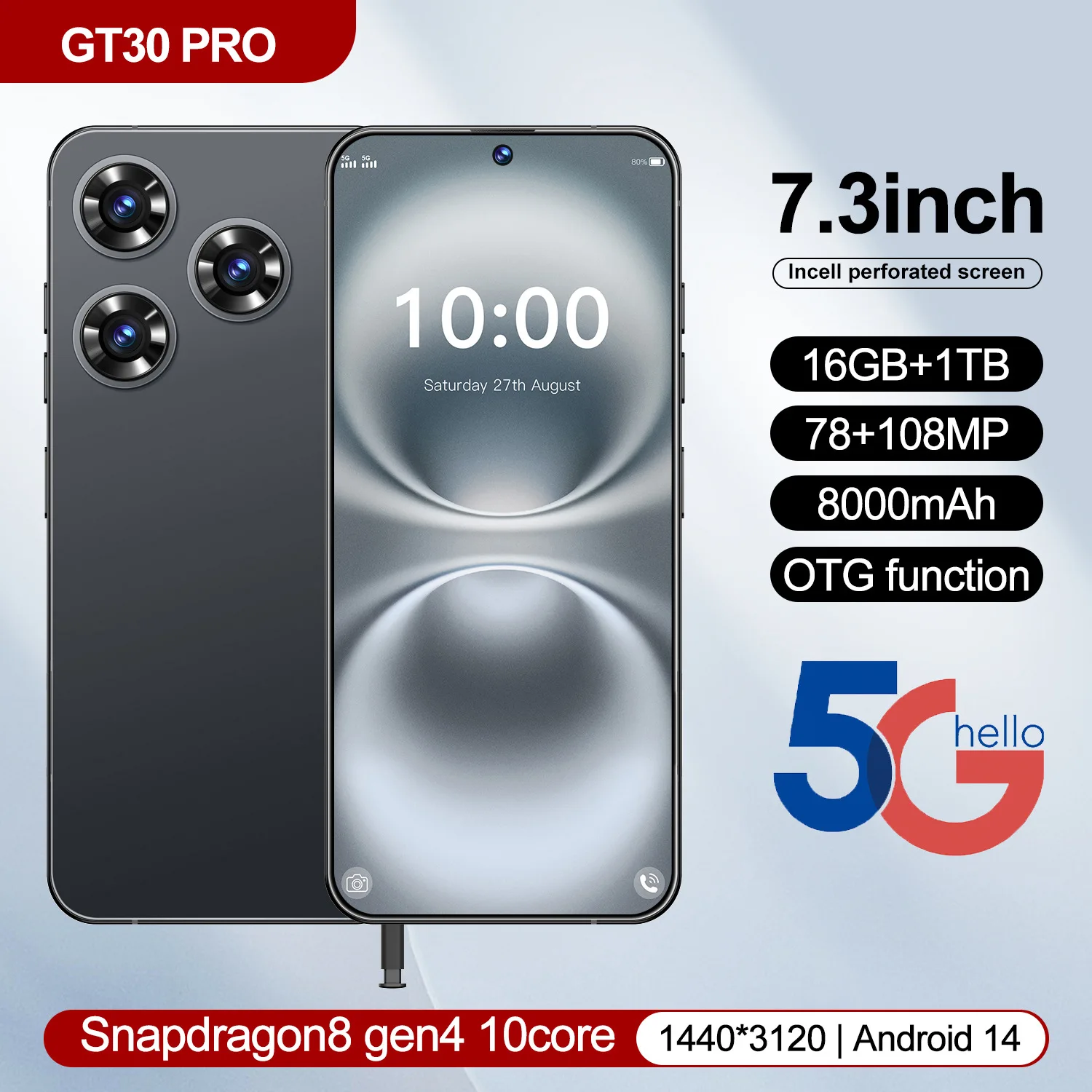 Infinx GT30 PRO 5Gスマートフォン｜108MPカメラ・16GB+512GB・防水対応